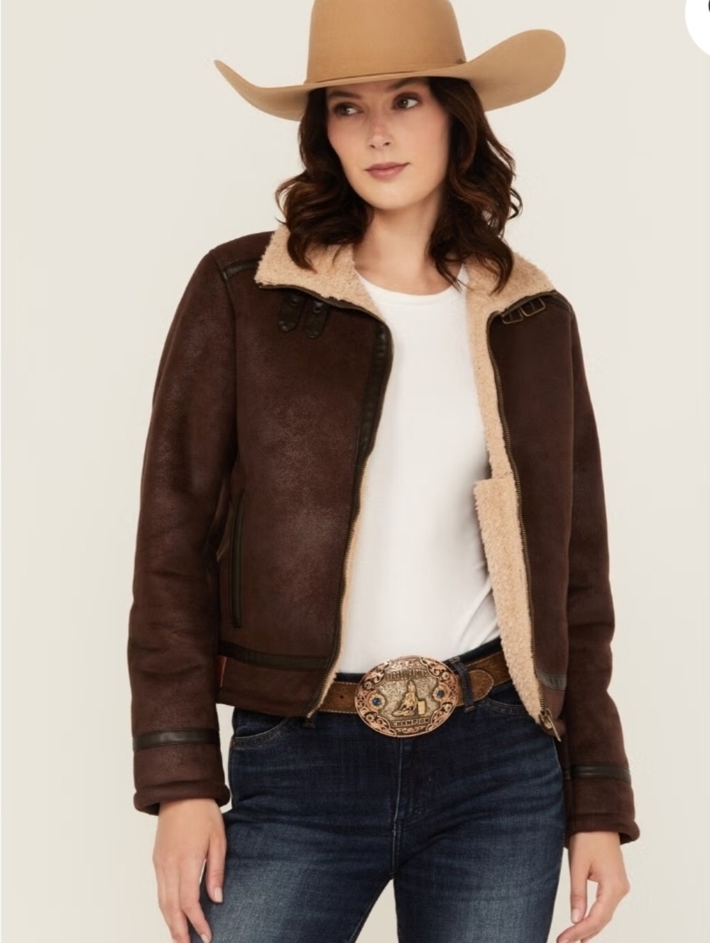 Shyanne Women's Shearling Lined Faux Suede Jacket